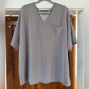 SHEIN Gray V-Neck Blouse